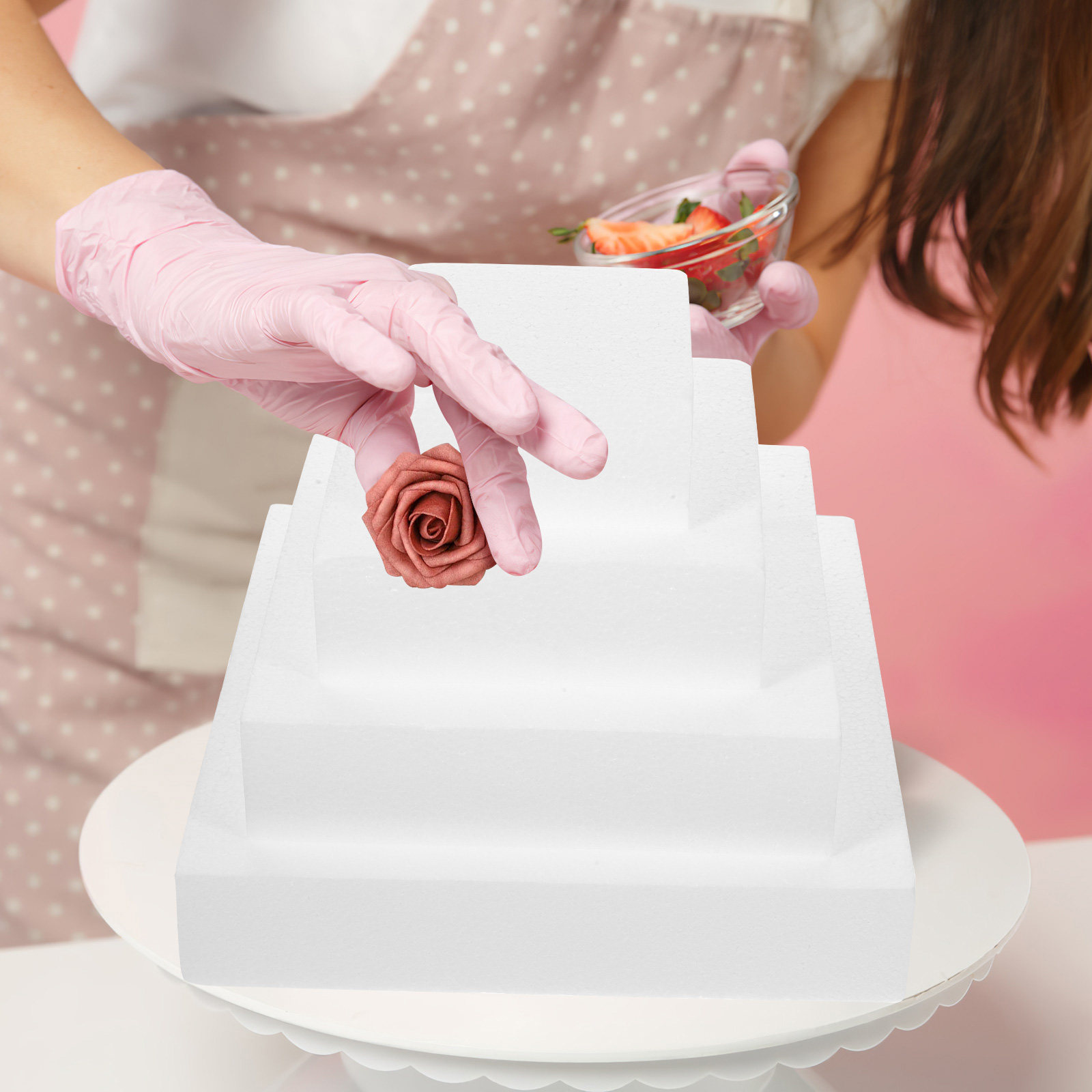 4 Adet Köpük Kek Maketi Kübik  - Wedding Cake Supply incelemesi ve fiyatı